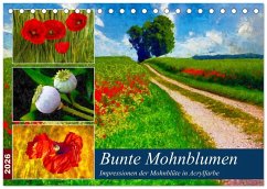 Cover Bunte Mohnblumen - Impressionen der Mohnblüte in Acrylfarbe (Tischkalender 2026 DIN A5 quer), CALVENDO Monatskalender