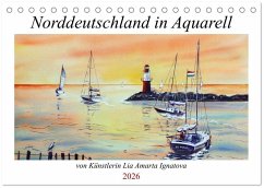 Cover Norddeutschland in Aquarell (Tischkalender 2026 DIN A5 quer), CALVENDO Monatskalender