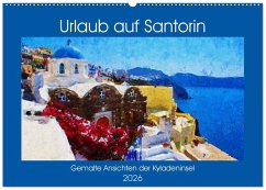Cover Urlaub auf Santorin - Gemalte Ansichten der Kykladeninsel (Wandkalender 2026 DIN A2 quer), CALVENDO Monatskalender
