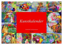 Cover Kunstkalender. Farbenfrohe Tier-Illustrationen (Wandkalender 2026 DIN A3 quer), CALVENDO Monatskalender