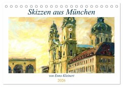 Skizzen aus München (Tischkalender 2026 DIN A5 quer), CALVENDO Monatskalender