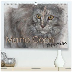 Maine Coon Aquarelle (hochwertiger Premium Wandkalender 2026 DIN A2 quer), Kunstdruck in Hochglanz
