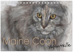 Maine Coon Aquarelle (Tischkalender 2026 DIN A5 quer), CALVENDO Monatskalender
