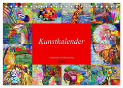 Cover Kunstkalender. Farbenfrohe Tier-Illustrationen (Tischkalender 2026 DIN A5 quer), CALVENDO Monatskalender
