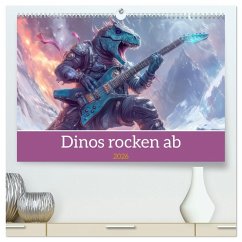 Dinos rocken ab (hochwertiger Premium Wandkalender 2026 DIN A2 quer), Kunstdruck in Hochglanz Dinos rocken ab (hochwertiger Premium Wandkalender 2026 DIN A2 quer), Kunstdruck in Hochglanz