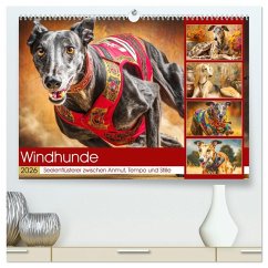 Windhunde. Seelenflüsterer zwischen Anmut, Tempo und Stille (hochwertiger Premium Wandkalender 2026 DIN A2 quer), Kunstdruck in Hochglanz