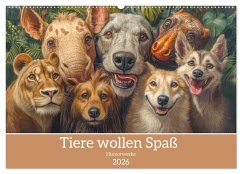 Tiere wollen Spaß - Humorwerke (Wandkalender 2026 DIN A2 quer), CALVENDO Monatskalender