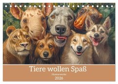 Tiere wollen Spaß - Humorwerke (Tischkalender 2026 DIN A5 quer), CALVENDO Monatskalender