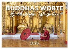 Cover BUDDHAS WORTE - Buddhistische Weisheiten (Wandkalender 2026 DIN A2 quer), CALVENDO Monatskalender