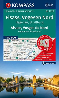 Cover KOMPASS Wanderkarten-Set 2220 Elsass, Vogesen Nord, Hagenau, Straßburg / Alsace, Vosges du Nord, Haguenau, Strasbourg (2 Karten) 1:50.000