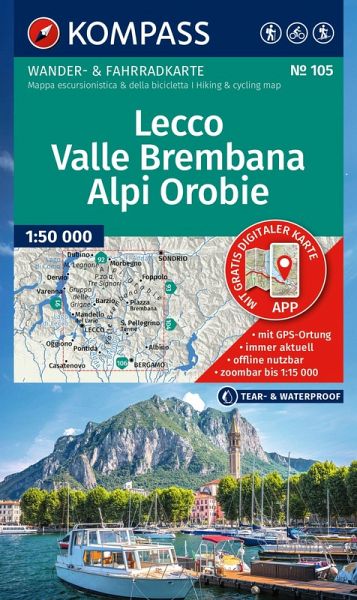 KOMPASS Wanderkarte 105 Lecco, Valle Brembana, Alpi Orobie 1:50.000