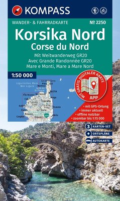 Cover KOMPASS Wanderkarten-Set 2250 Korsika Nord, Corse du Nord, Weitwanderweg GR20 (3 Karten) 1:50.000
