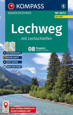 Cover KOMPASS Wanderführer Lechweg mit Lechschleifen, 16 Touren und Etappen mit Extra-Tourenkarte