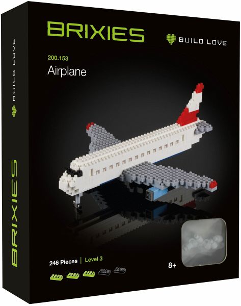 BRIXIES 200153 - Flugzeug, 3D Konstruktionsbausatz aus Ministeinen, 246 Teile BRIXIES 200153 - Flugzeug, 3D Konstruktionsbausatz aus Ministeinen, 246 Teile