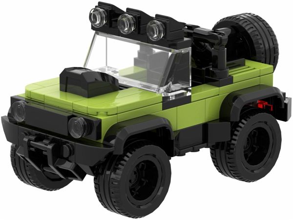 BRIXIES 222101 - Mini Geländewagen grün, 3D Konstruktionsbausatz, ca. 178 Teile