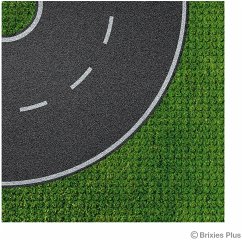 BRIXIES 225006 - Platte 32 x 32 Strasse kurve, Fotorealistische Bauplatte, 1 Stück