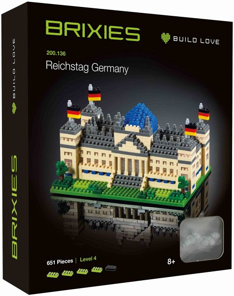 BRIXIES 200136 - Reichstag Berlin, 3D Konstruktionsbausatz aus Ministeinen, 651 Teile