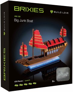 BRIXIES 200100 - Großes Drachenboot, 3D Konstruktionsbausatz aus Ministeinen, 670 Teile