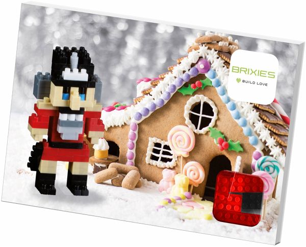 BRIXIES 220023 - Postkarte Nussknacker, 3D Konstruktionsbausatz aus Ministeinen, 74 Teile