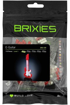 BRIXIES 200120 - E-Gitrarre rot, 3D Konstruktionsbausatz aus Ministeinen, 115 Teile