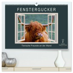 Fenstergucker - tierische Freunde an der Wand (hochwertiger Premium Wandkalender 2026 DIN A2 quer), Kunstdruck in Hochglanz