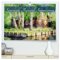 Cover Spreewald Aquarell Impressionen (hochwertiger Premium Wandkalender 2026 DIN A2 quer), Kunstdruck in Hochglanz