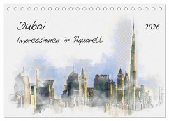 Cover Dubai - Impressionen in Aquarell (Tischkalender 2026 DIN A5 quer), CALVENDO Monatskalender