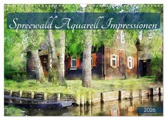 Cover Spreewald Aquarell Impressionen (Wandkalender 2026 DIN A3 quer), CALVENDO Monatskalender