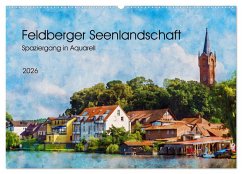 Feldberger Seenlandschaft - Spaziergang in Aquarell (Wandkalender 2026 DIN A2 quer), CALVENDO Monatskalender