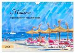 Cover Mallorca - Impressionen in Aquarellfarben (Wandkalender 2026 DIN A4 quer), CALVENDO Monatskalender