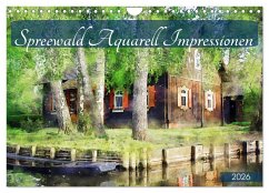 Cover Spreewald Aquarell Impressionen (Wandkalender 2026 DIN A4 quer), CALVENDO Monatskalender