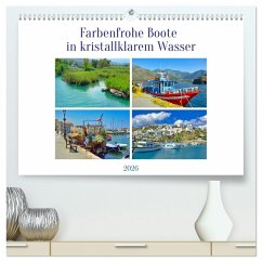 Cover Farbenfrohe Boote in kristallklarem Wasser (hochwertiger Premium Wandkalender 2026 DIN A2 quer), Kunstdruck in Hochglanz
