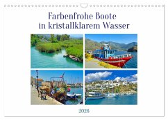 Cover Farbenfrohe Boote in kristallklarem Wasser (Wandkalender 2026 DIN A3 quer), CALVENDO Monatskalender