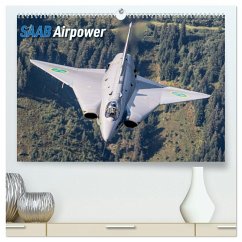 Saab Airpower (hochwertiger Premium Wandkalender 2026 DIN A2 quer), Kunstdruck in Hochglanz