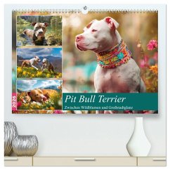 Cover Pit Bull Terrier. Zwischen Wildblumen und Großstadtglanz (hochwertiger Premium Wandkalender 2026 DIN A2 quer), Kunstdruck in Hochglanz