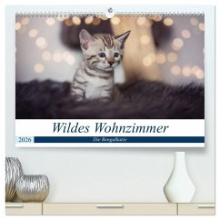Cover Wildes Wohnzimmer - Die Bengalkatze (hochwertiger Premium Wandkalender 2026 DIN A2 quer), Kunstdruck in Hochglanz