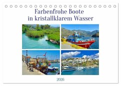 Cover Farbenfrohe Boote in kristallklarem Wasser (Tischkalender 2026 DIN A5 quer), CALVENDO Monatskalender