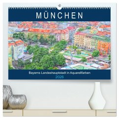 Cover München - Bayerns Landeshauptstadt in Aquarellfarben (hochwertiger Premium Wandkalender 2026 DIN A2 quer), Kunstdruck in Hochglanz