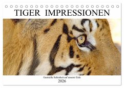 TIGER IMPRESSIONEN Gestreifte Seltenheit auf unserer Erde (Tischkalender 2026 DIN A5 quer), CALVENDO Monatskalender