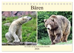 Bären - Der Eisbär und der Kamtschatka-Braunbär (Tischkalender 2026 DIN A5 quer), CALVENDO Monatskalender