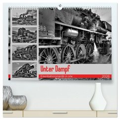 Unter Dampf - Eisenbahnromantik in schwarz-weiß (hochwertiger Premium Wandkalender 2026 DIN A2 quer), Kunstdruck in Hochglanz Unter Dampf - Eisenbahnromantik in schwarz-weiß (hochwertiger Premium Wandkalender 2026 DIN A2 quer), Kunstdruck in Hochglanz