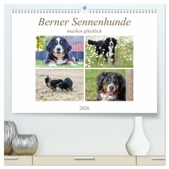 Berner Sennenhunde machen glücklich (hochwertiger Premium Wandkalender 2026 DIN A2 quer), Kunstdruck in Hochglanz