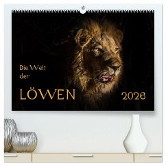Die Welt der Löwen (hochwertiger Premium Wandkalender 2026 DIN A2 quer), Kunstdruck in Hochglanz