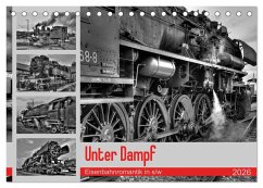 Unter Dampf - Eisenbahnromantik in schwarz-weiß (Tischkalender 2026 DIN A5 quer), CALVENDO Monatskalender Unter Dampf - Eisenbahnromantik in schwarz-weiß (Tischkalender 2026 DIN A5 quer), CALVENDO Monatskalender