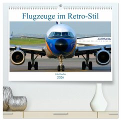 Flugzeuge im Retro-Stil (hochwertiger Premium Wandkalender 2026 DIN A2 quer), Kunstdruck in Hochglanz