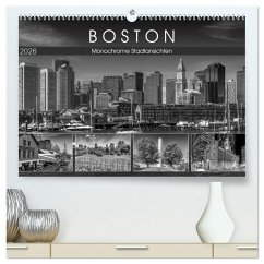 BOSTON Monochrome Stadtansichten (hochwertiger Premium Wandkalender 2026 DIN A2 quer), Kunstdruck in Hochglanz