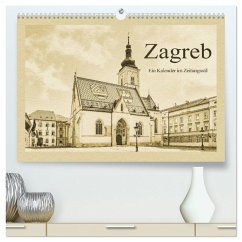 Zagreb - Ein Kalender im Zeitungsstil (hochwertiger Premium Wandkalender 2026 DIN A2 quer), Kunstdruck in Hochglanz