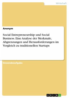 Cover Social Entrepreneurship und Social Business. Eine Analyse der Merkmale, Abgrenzungen und Herausforderungen im Vergleich zu traditionellen Startups (eBook, PDF)