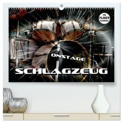 Schlagzeug onstage (hochwertiger Premium Wandkalender 2026 DIN A2 quer), Kunstdruck in Hochglanz