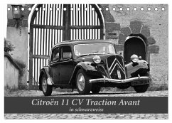 Citroën 11 CV Traction Avant in schwarzweiss (Tischkalender 2026 DIN A5 quer), CALVENDO Monatskalender Citroën 11 CV Traction Avant in schwarzweiss (Tischkalender 2026 DIN A5 quer), CALVENDO Monatskalender